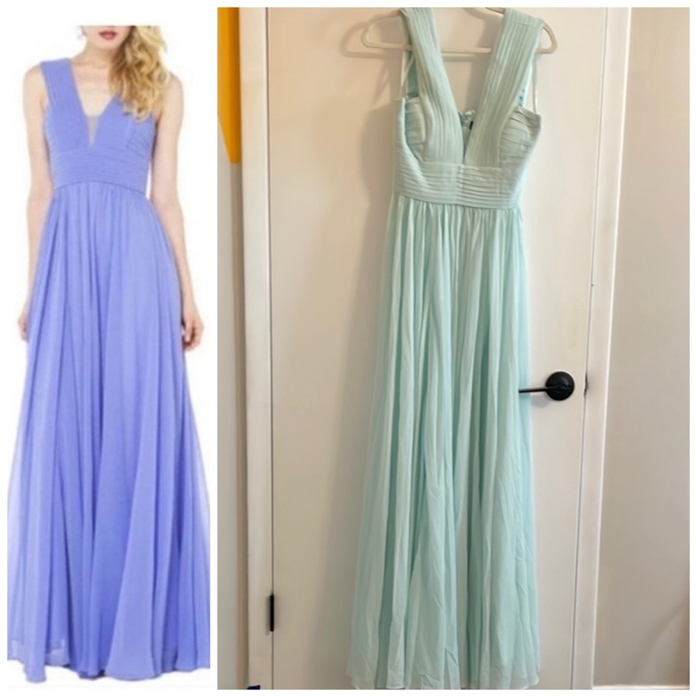NWT Bariano Australia Mint Pleated V-Neck full length gown